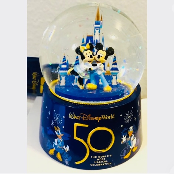NWT Disney Parks WDW50th Anniversary Mickey Minnie Mini Water Snow Globe NWT - Picture 5 of 6